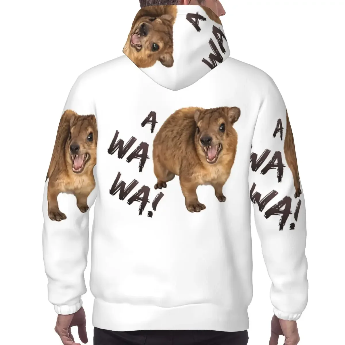 Awawa Angry Screaming Rock Hyrax Meme Hoodies Harajuku Pullover Autumn Winter Men's Women's Sweatshirt Long Sleeve Tops