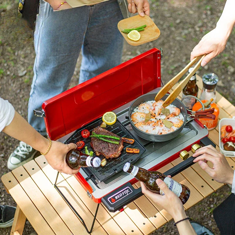 

Double head gas grill outdoor cooker cooker picnic camping outdoor cassette cooker portable cassette