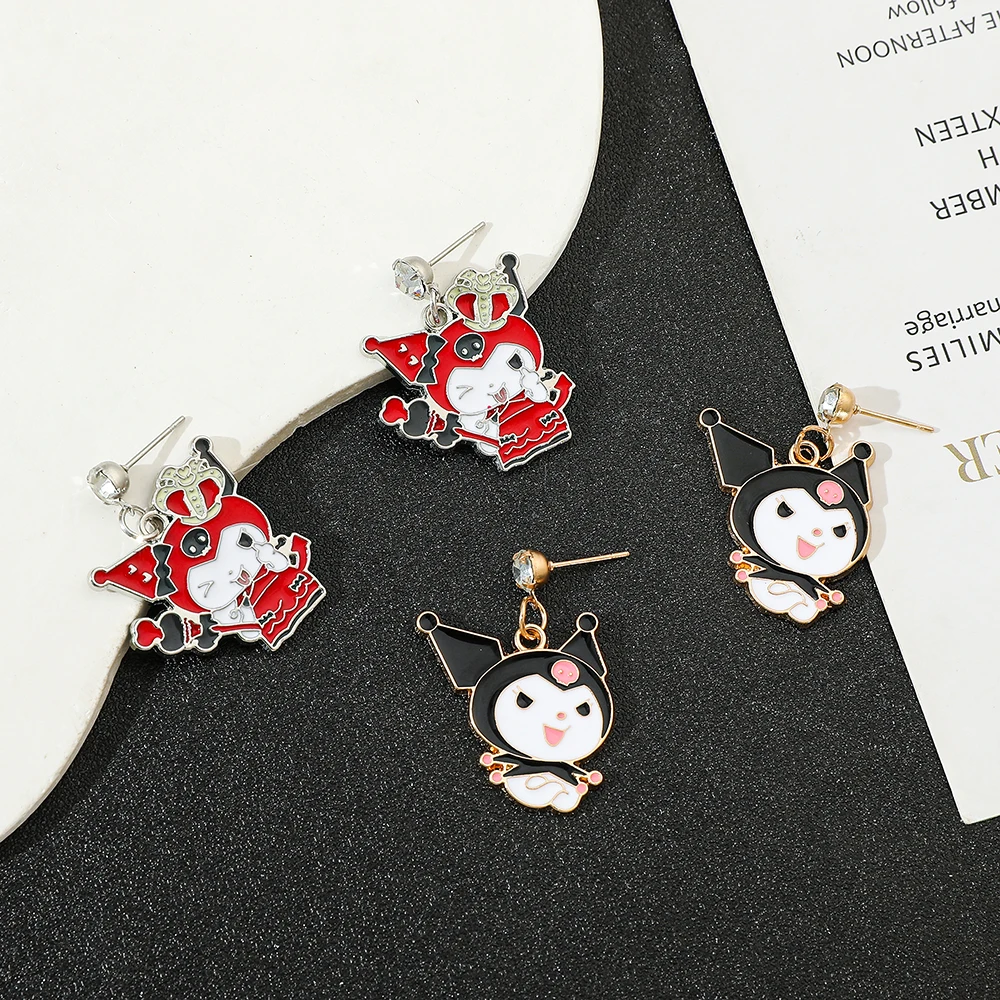 New Sanrio Cartoon Kuromi Earrings Sweet Girl Earrings Cute School Style Girl Earrings Good Friend Gift