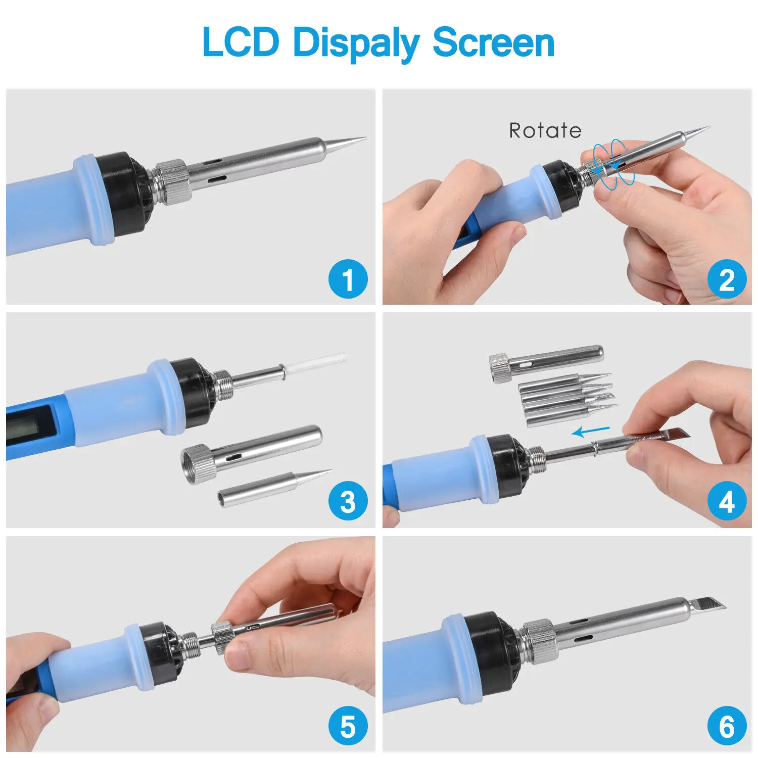 Ensemble de fer à souder électronique, température réglable, chauffage rapide, outils de soudage, LCD, flux de fil de fer à souder numérique, mise à