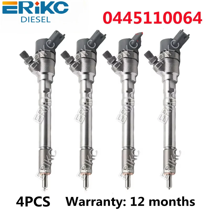 ERIKC 4PCS Common Rail Fuel Injector 0445110064 33800-27000 Nozzle 0 445 110 064 for HYUNDAI 33800-27010 0445 110 064