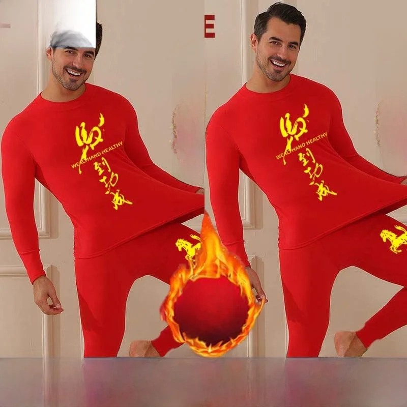 

Мужской комплект из 2 предметов: удлиненная термофутболка и брюки, большой размер, красный, модный бренд, вельвет, для молодежи, теплый, осенний, повседневный спортивный костюм