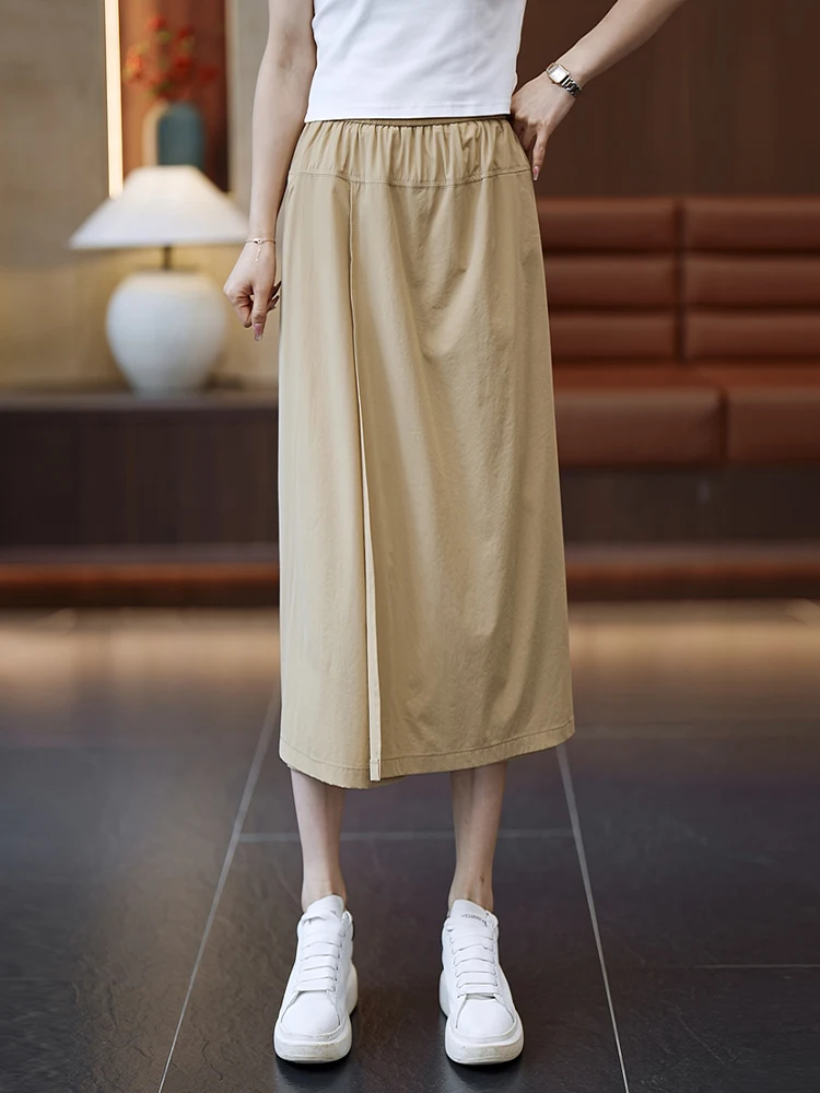 

Ice Silk High Waist Wide Leg Pants Summer Thin New Style Popular Small Size Loose Seven Feet Pants Commute Korean Style Loose...