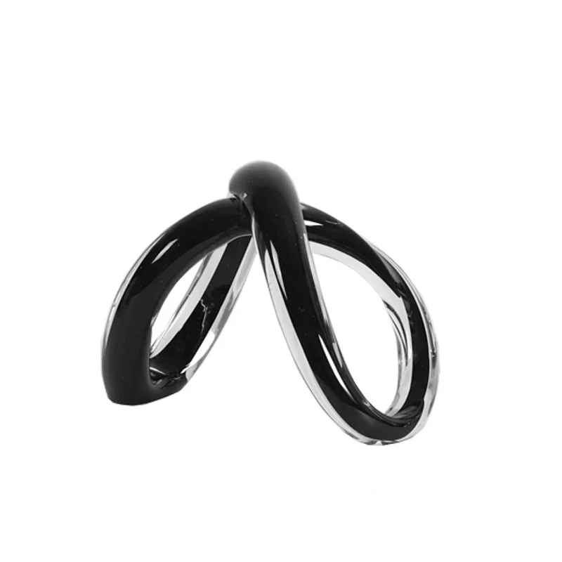 Black Glass Cross-twisting Pendulums Transparent Geometric Sculptures Knot Decorative Figurines Living Room Decoration