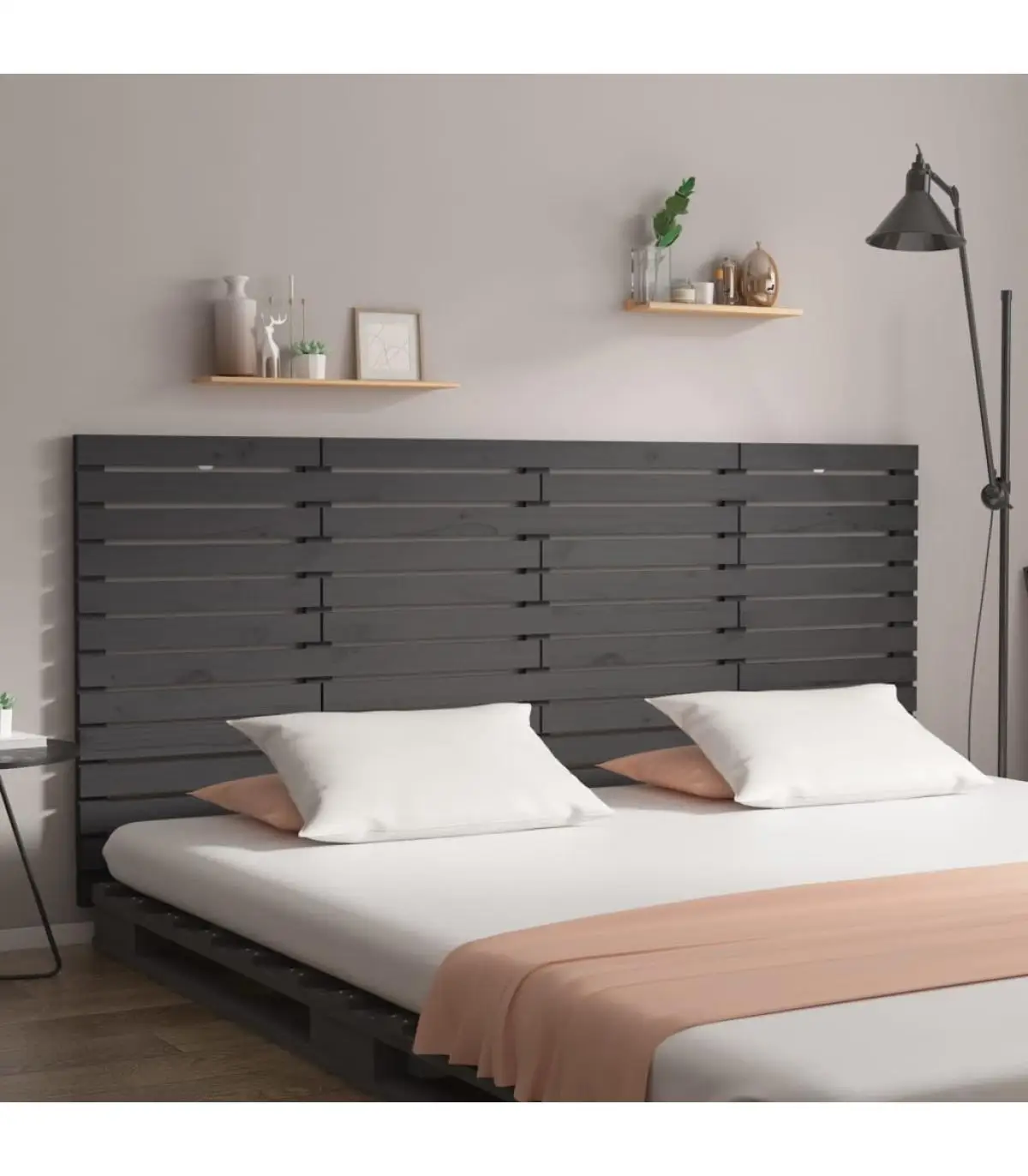 Headboards and Feet Bed Headboard Wall Solid Wood Pine Grey 156x3x91,5 cm