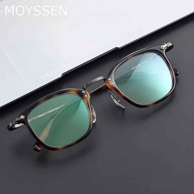 

Japan Brand Design Wide Square Myopia Glasses Frame Men Women Retro Pure Titanium Spectacles Can Customize Multi Focal Lenses