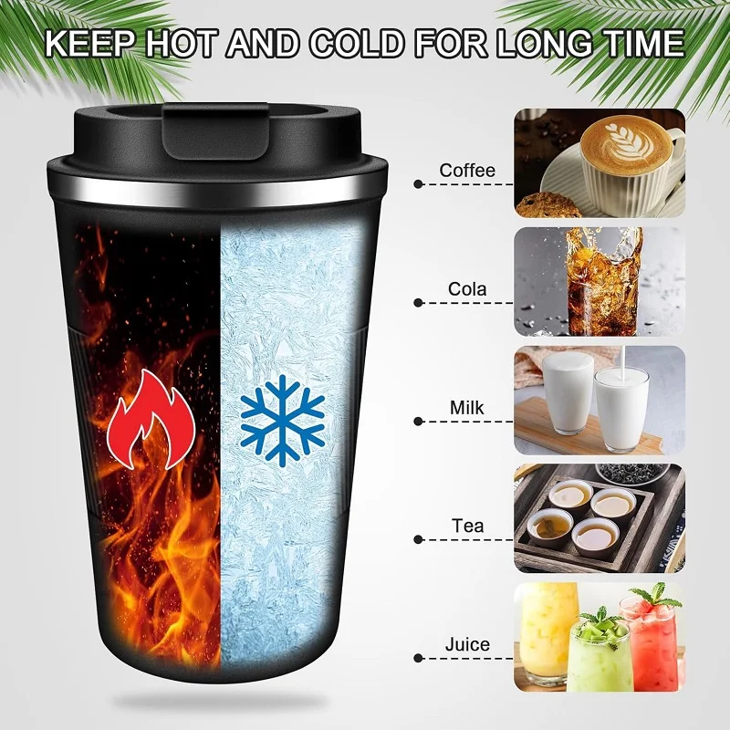 Stainless Steel Coffee Cup Thermal Mug Travel Leak Proof Thermal Bottle Tea Coffee Mug Reusable Hot Cold Drinks Insulated JJ3067