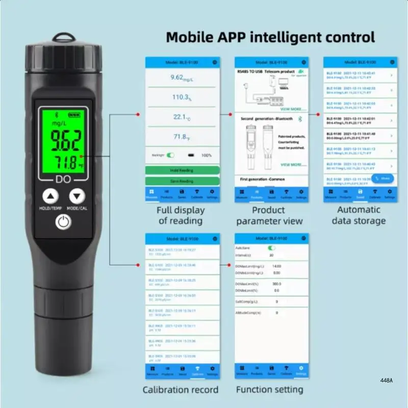 Dissolved Meter with Electrode 0.0-40mg/L Digital DO Meter with ATC Backlit Water Quality Analyzer for Seawater