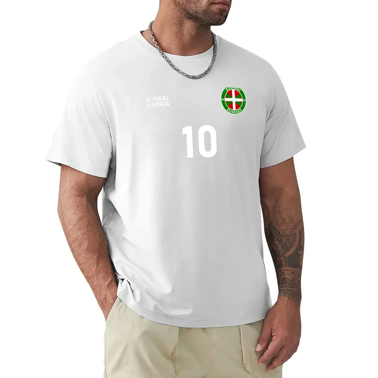 Graphics Men's cotton t-shirt Basque Country fashion Euskadi National Soccer Retro Euskal herria Number T-Shirt