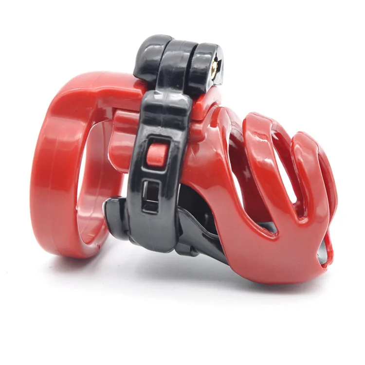 Reddish black Cock Lock Contrast Color Vent Hole Male Chastity Device Cock Cage Penis Ring Sex Toys with Ring Adult Game for Men