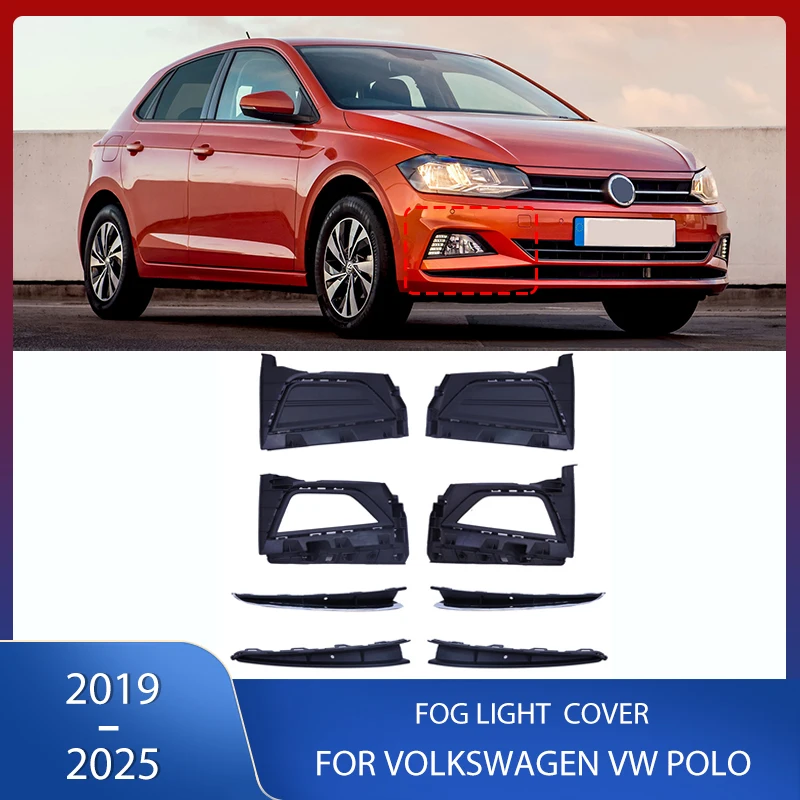 Front Bumper Fog Light Cover Lower Trim Fog Lamp Frame Grille For Volkswagen VW Polo 2019 2020 2021 2022 2023 2024 2025