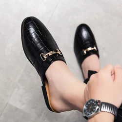 Summer Easy Casual Shoes Half Shoes Metal Buckle Designer Slipper Men Casual Shoes Luxury Brand Slipper Loafers for Men Shoes