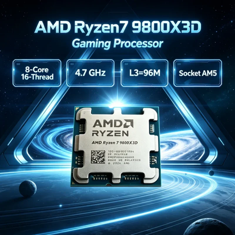 AMD Ryzen 7 9800X3D 8-Core 16-Thread 4NM DDR5 120W L3=96M Socket AM5 R7 9800X3D Gaming Processor 4.7GHz