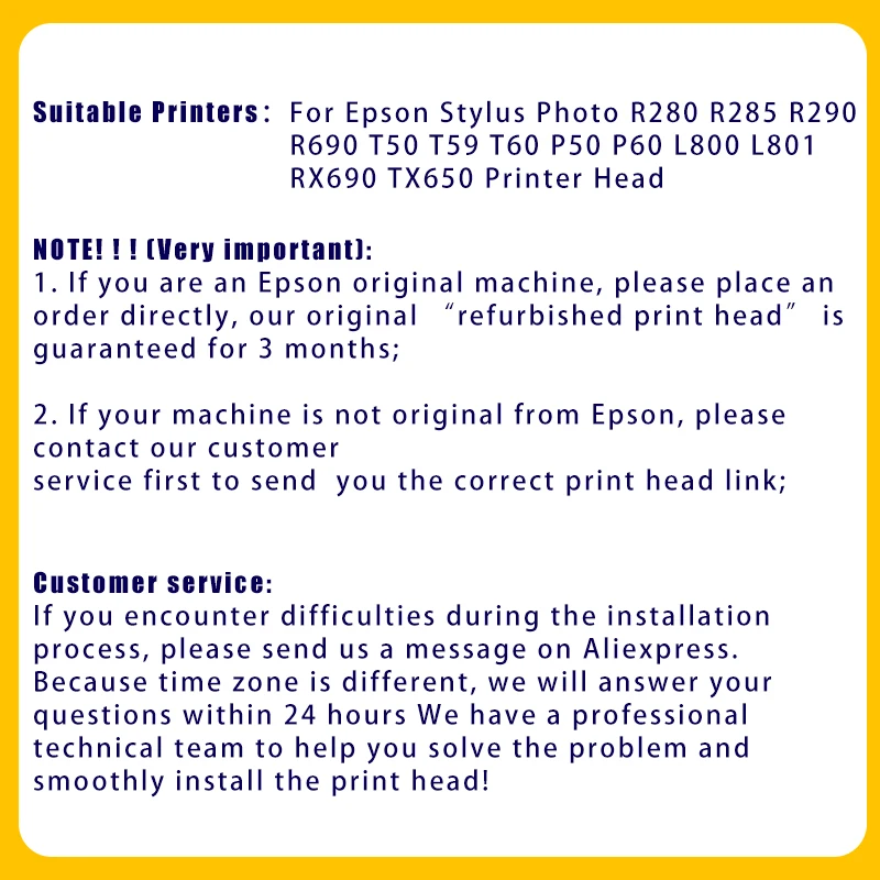 F180000 Printhead For Epson Stylus Photo R280 R285 R290 R295 R330 T50 T59 T60 TX650 RX595 RX610 RX680 RX690 L800 L801 Printer