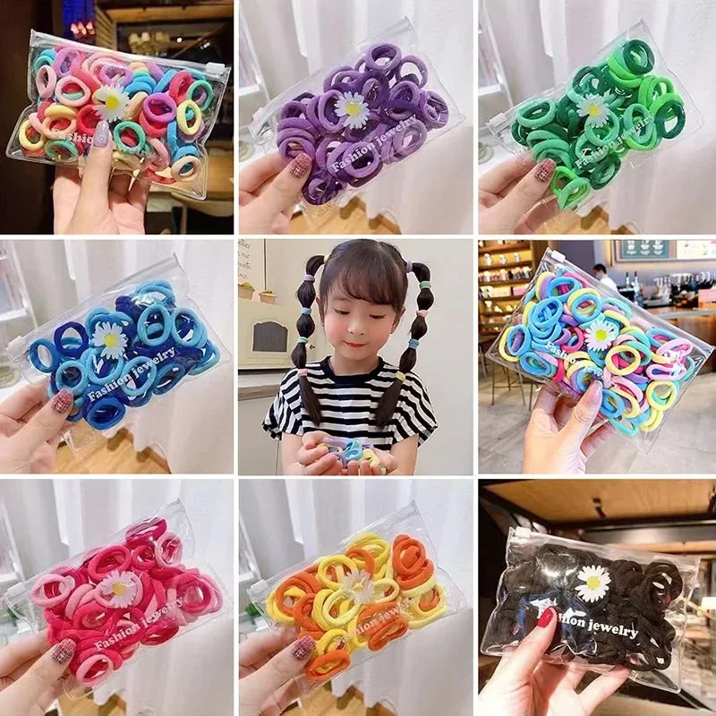 50 Teile/los Candy Farbe Haarbänder für Mädchen Mini Kleine Gummiband Kinder Elastische Haargummis Scrunchies Kinder Haar Seile Zugriffs