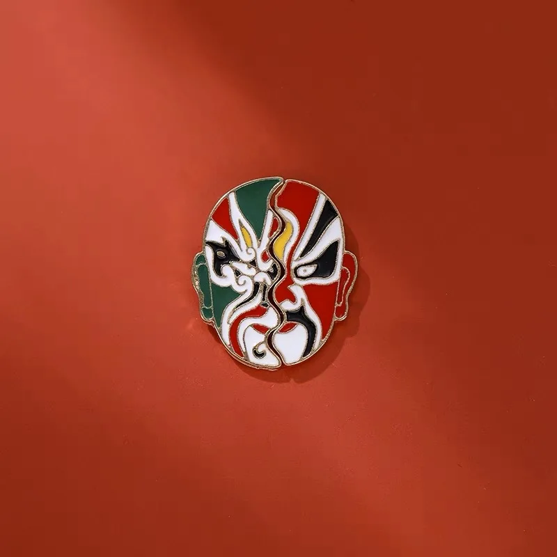 Chinese Style Peking Opera Face Metal Brooch Creative Couple Badge Business Gift Pin DIY Clothing Bags Hat Scarf T-shirt Jeans