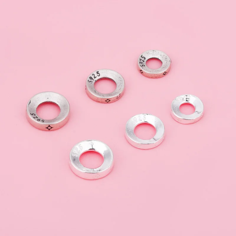 S925 sterling silver vintage Circle clasp gasket Text Play Buddhist bead bracelet Necklace septum DIY jewelry bracelet material
