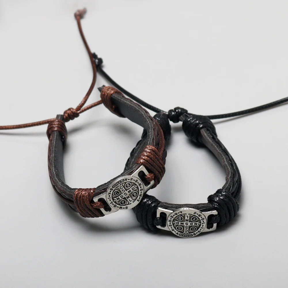 Norse Viking Letter Weave Bracelet For Men Fashion Jewelry Leather Braided Rope Wristband Wrap multilayer men bracelets & bangle