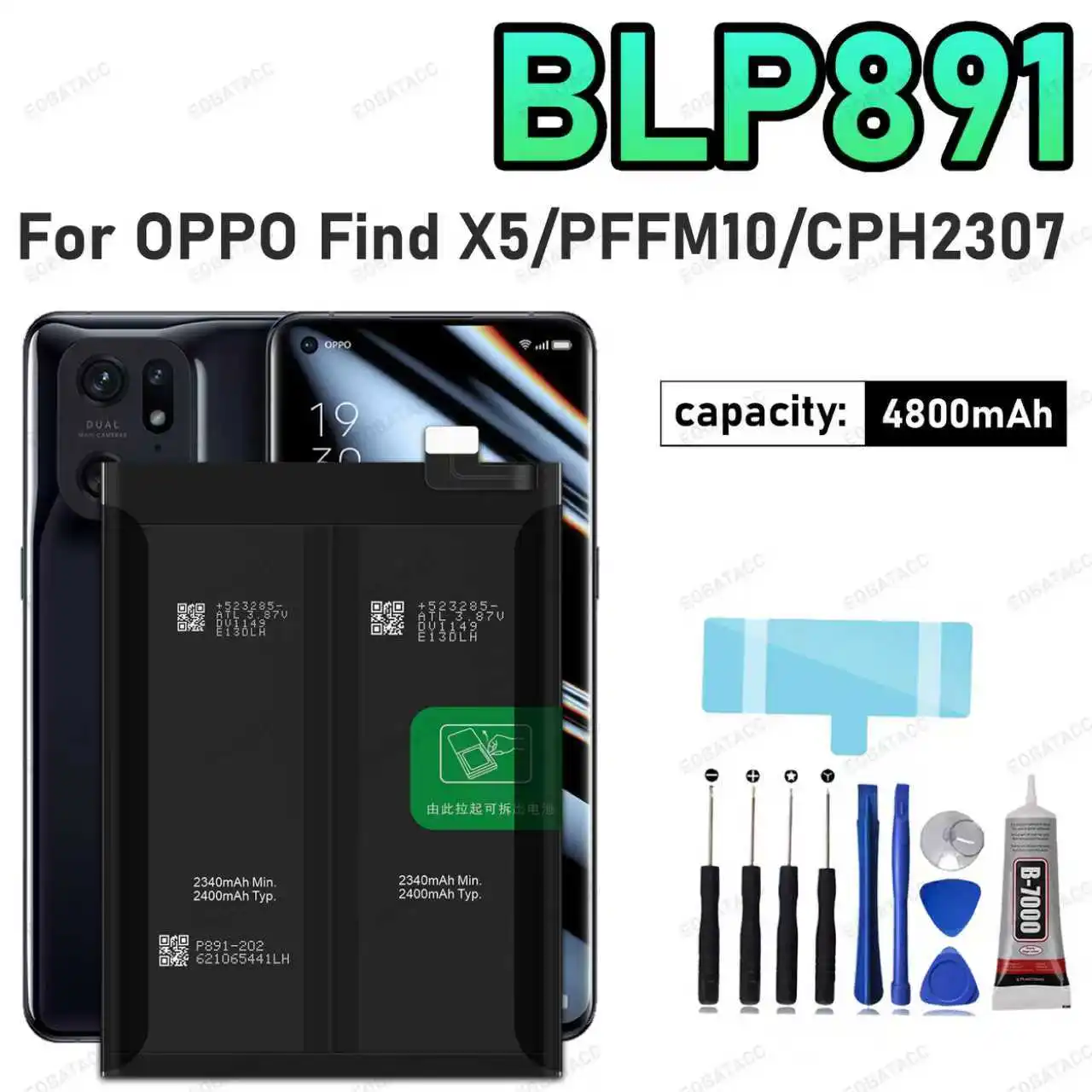 

100% новый высококачественный аккумулятор BLP891 для OPPO Find X5/PFFM10/CPH2307, сменный аккумулятор + бесплатные инструменты