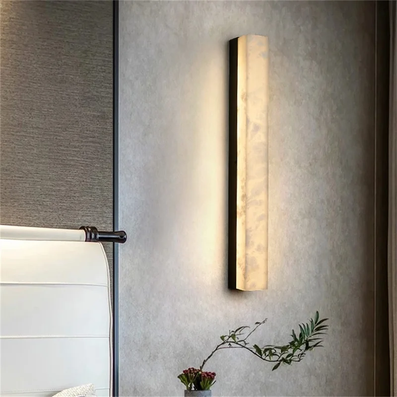 BERTH Latão Moderno Interior Arandela Lâmpada de Parede Quarto Luxo Mármore LED Luz Varanda Para Casa Corredor