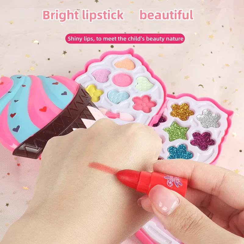 Girl Ice Cream Cosmetics Princess Cosmetics Box Ice Cream Box Lipstick Children\'s Toys Children\'s Games Baby Cosmetics Set