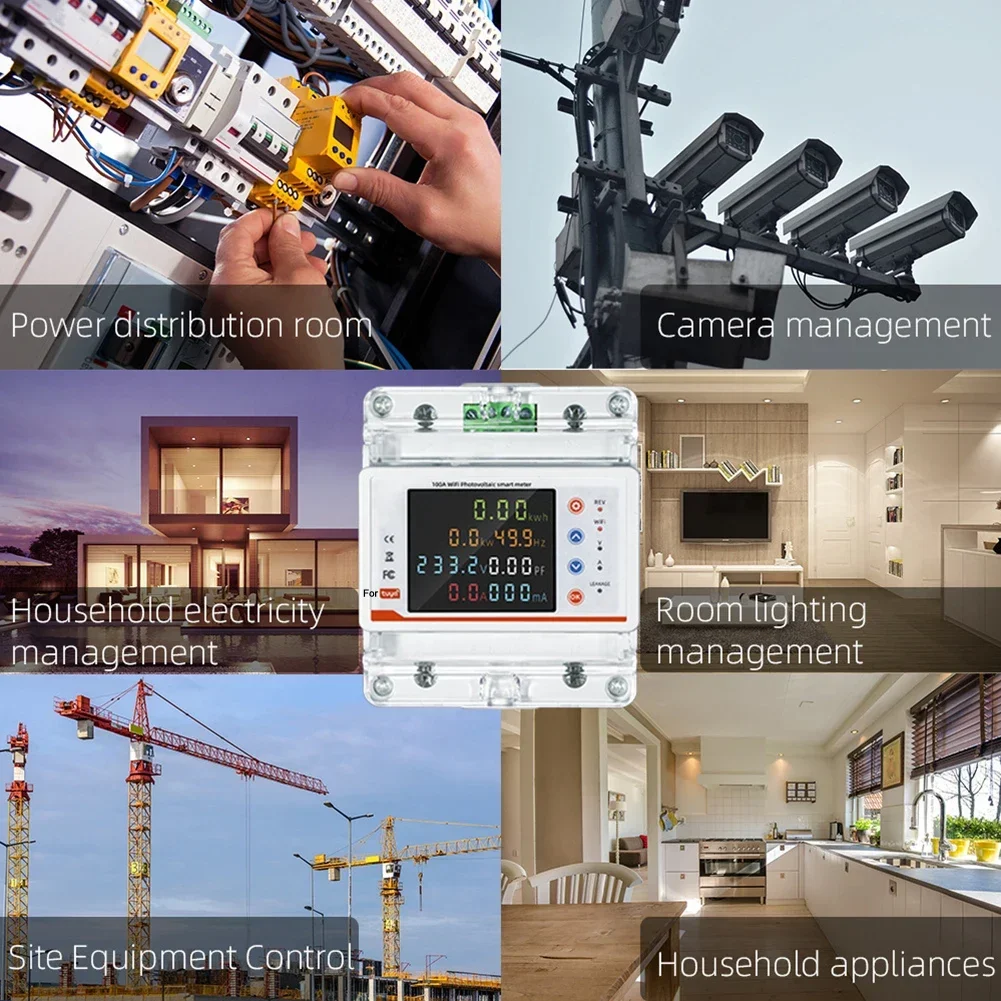 WiFi Single Phase Meter With Surge Protection Smart Circuit Breaker For Tuya  Business Buildings Solar Photovoltaic Systems