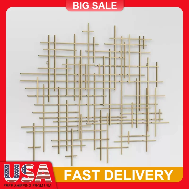 

36 Inch Metal Wall Art Modern Decor Geometric Sculpture Horizontal Vertical Hanging Living Room Entryway Home Decoration