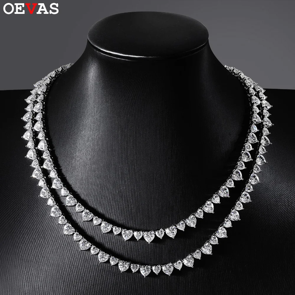 

OEVAS 1CT Heart Cut Moissanite Choker Necklace for Women S925 Sterling Silver Wedding Party luxury Fine Jewelry with Certificate