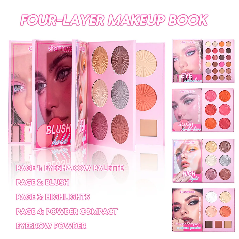 24 لون ظلال العيون 6 ألوان أحمر الخدود التشذيب وتفتيح علبة ماكياج متعددة الوظائف ماكياج الوجه كتاب ماكياج هدية للنساء #3
