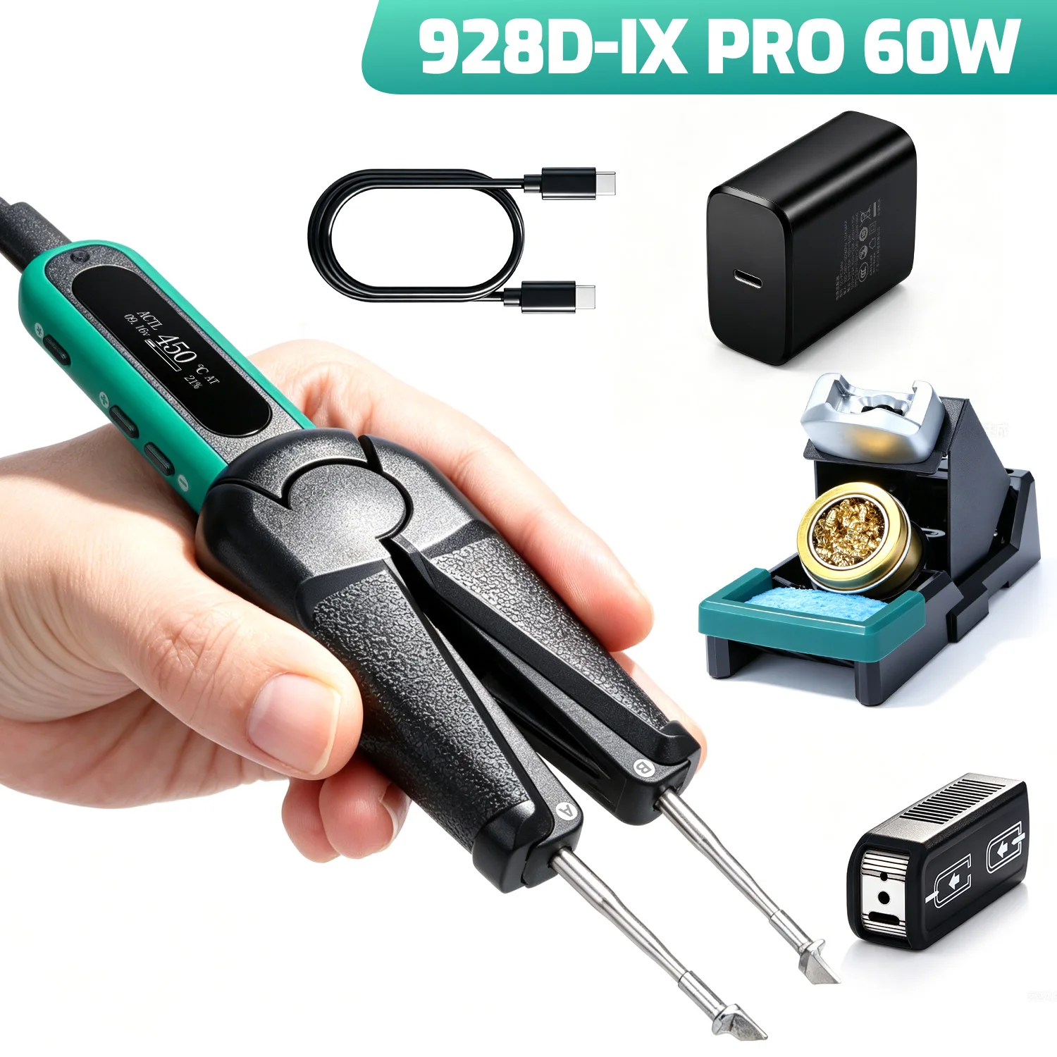 YIHUA Soldering Iron Tweezer Portable 25W/60W Optional PD/QC Precision SMD Welding Repair Hand Tool 928D-IX Soldering Station