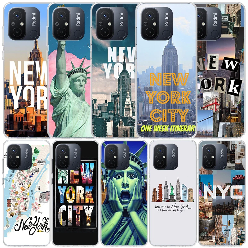 NYC New York City Phone Case For Xiaomi Redmi 12C 12 10C 10 10A 9C 9A 9T 9 8 8A 7 7A 6 Pro 6A K20 K30 K40 S2 Soft Back Cover