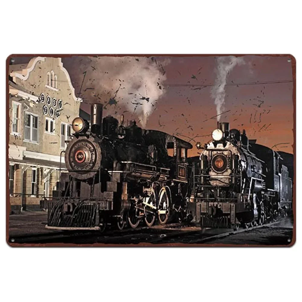 Train Metal Poster Vintage Plate Tin Signs Wall Poster Retro Plaque Poster Bar Pub Club Wall Home Decor Wall Stickers Poster