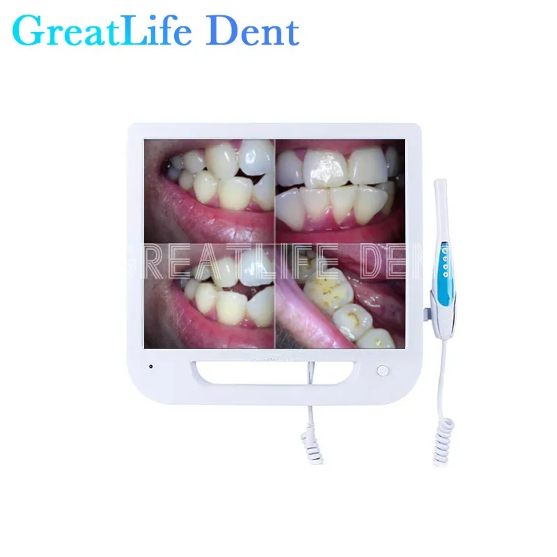 GreatLife-Câmera de Inspeção Intraoral, Endoscópio Intraoral, Monitor para Cadeira Odontológica, Dent 17 Polegada, VGA, 6 LED