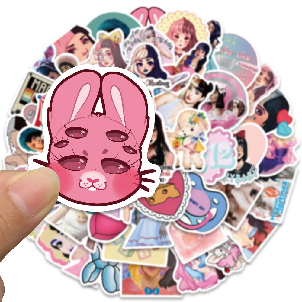 50PCS Singer Melanie Martinez Hot Pop Album Stickers for Decals Scrapbooking Bike Laptop Guitar Diary Phone Pink Girl Sticker