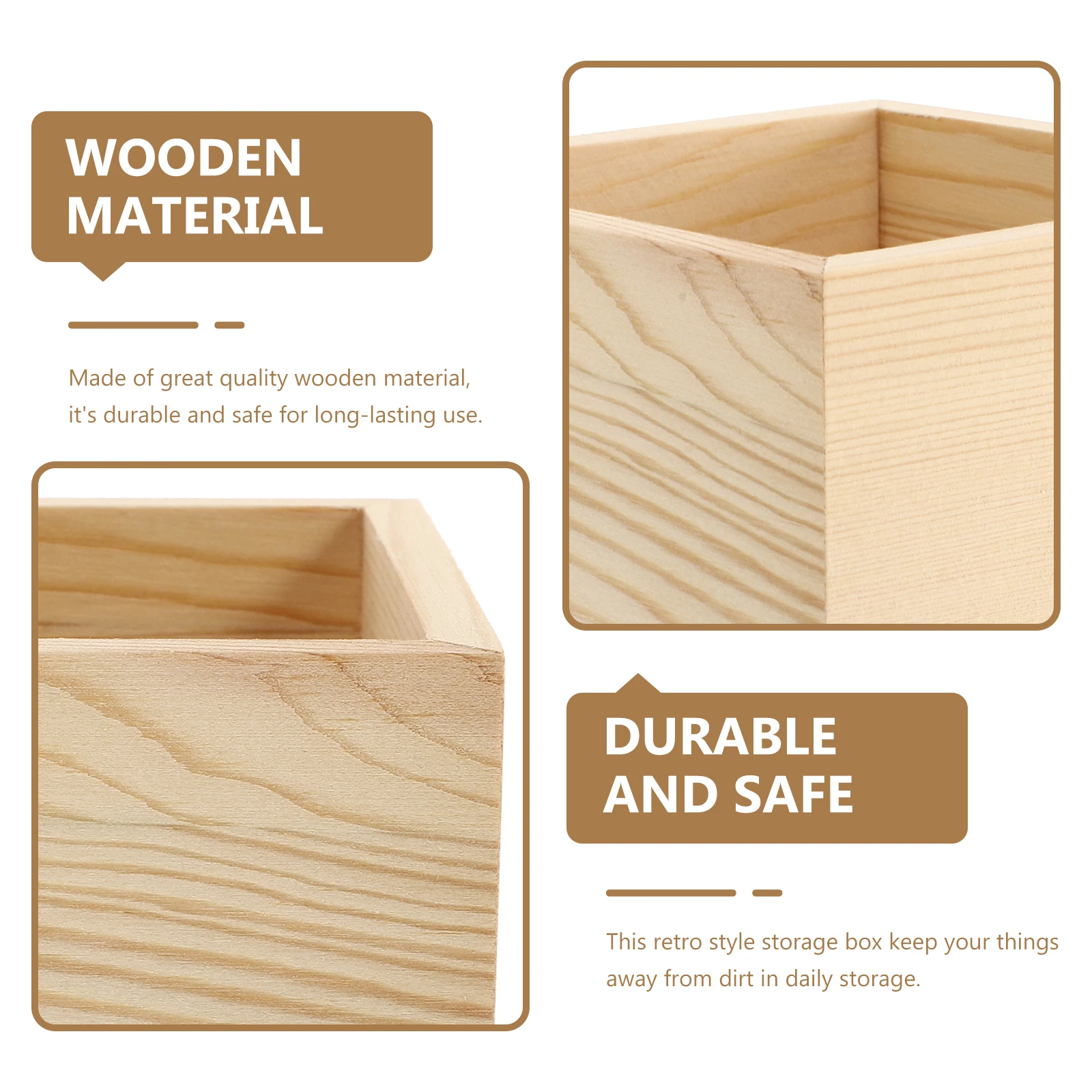 

4 Pcs Vintage Solid Wood Small Wooden Box Food Storage Containers Boxes for Organizing