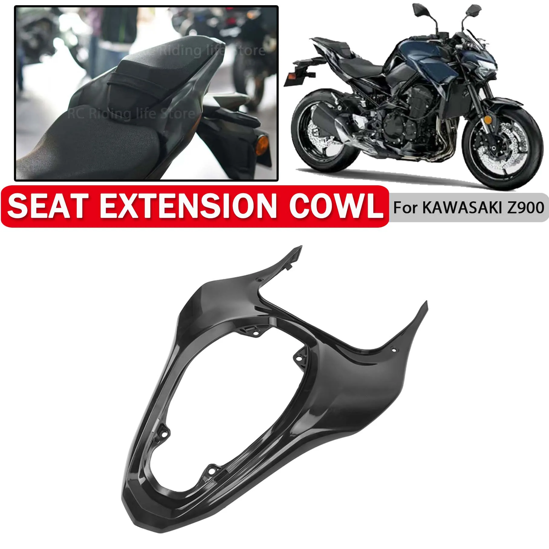 

Moto Unpainted Rear Seat Extension Cowl For Kawasaki Z900 Z 900 900Z 2017-2021 2022 2023 Panel Tail Upper Fairing Winglets Cover