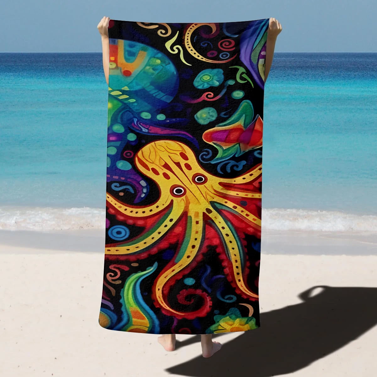 1PC Towel Octupus Cute Animals arts for family friends Gifts Quick-Dry Beach Towel For Yoga Tourism Beach GYM Camping Swimming