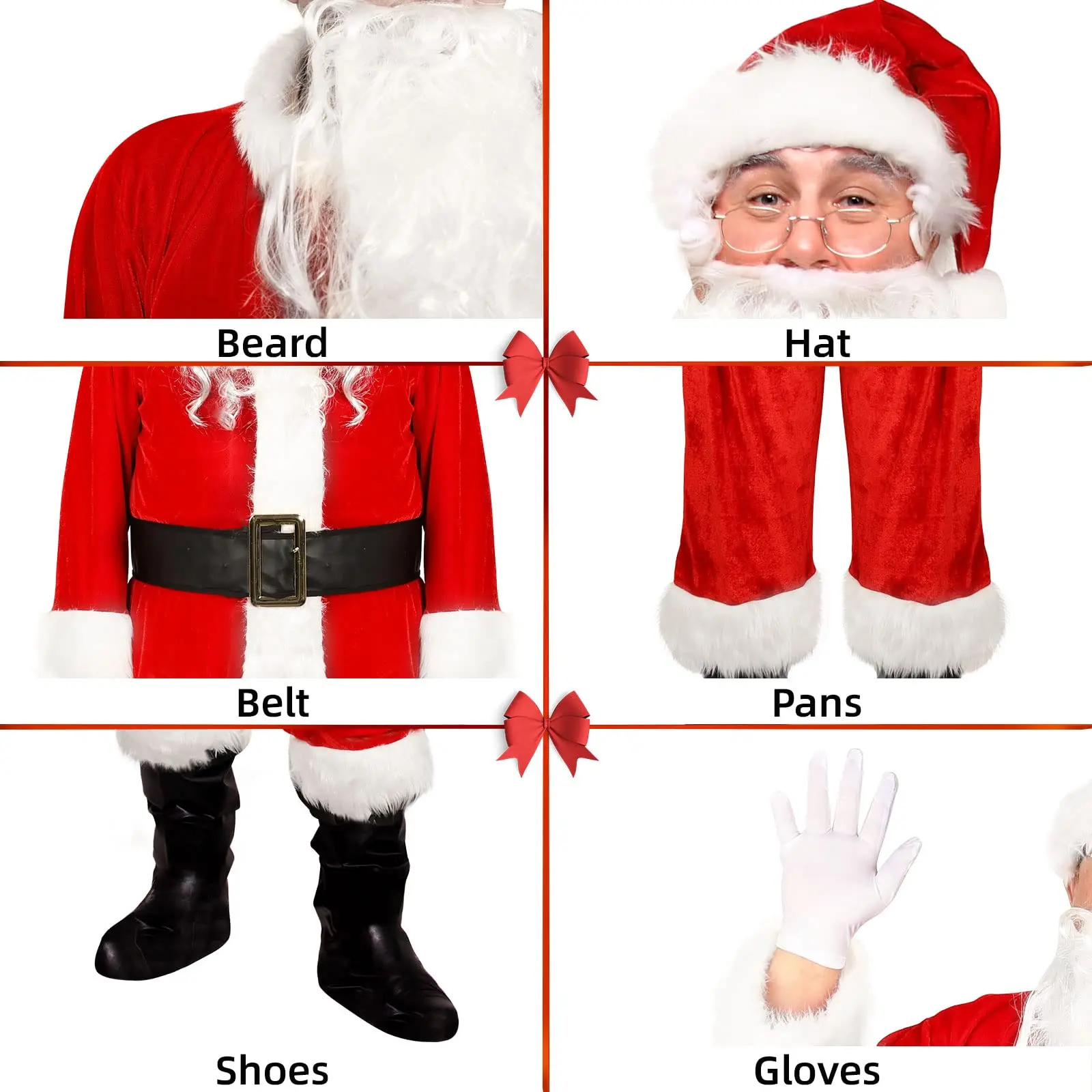 Santa Suit Men's Santa Claus Costume 10pcs Christmas Santa Outfits for Adults Santa Costume Santa Coat Cosplay