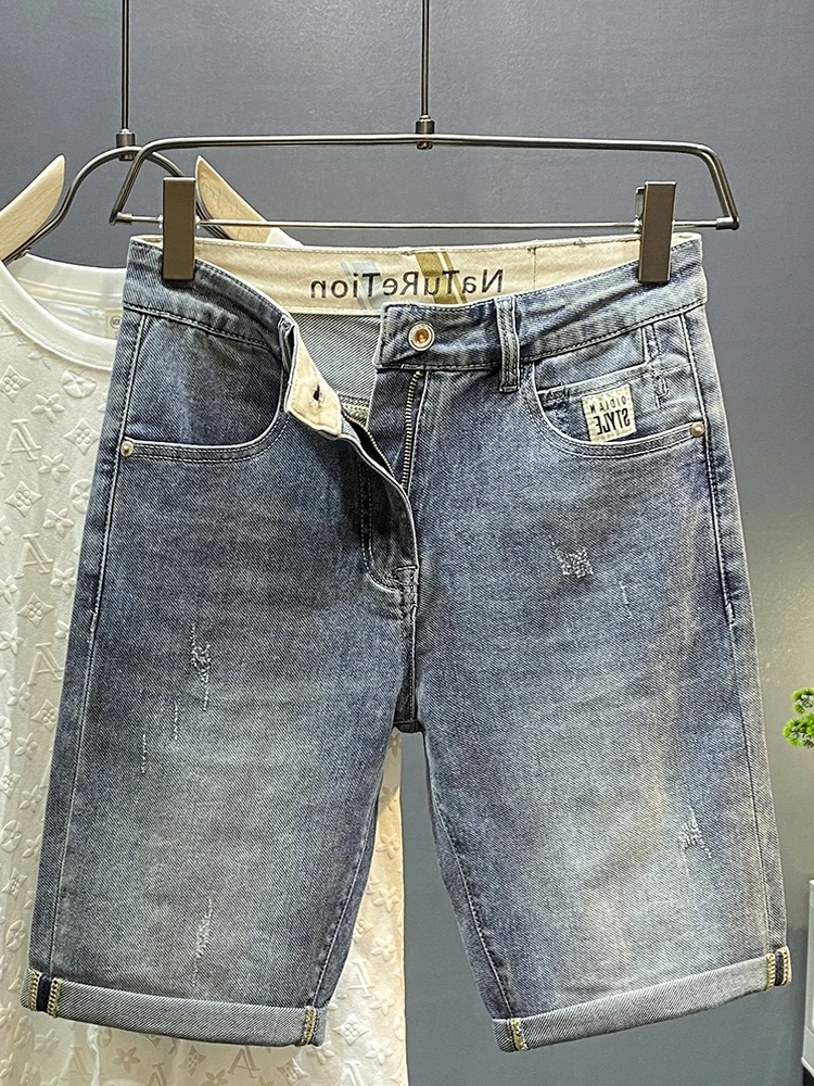 

Casual Loose Fit Men's Denim orts Summer Thin Five-Quarter Length Straight Leg Jeans Casual Faion Trendy Youth Sle