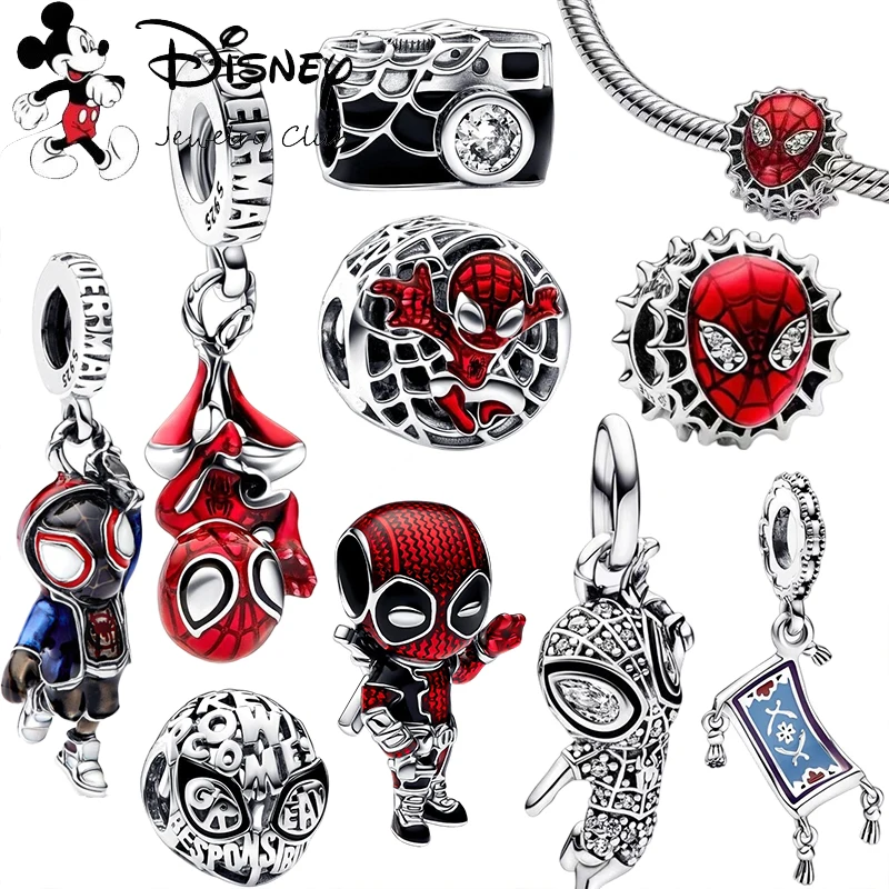 

Disney Hot Sale Marvel's Series Spider-Man Miles Morales Dangle Charm Beads Fit Original Silver 925 Bracelet DIY Women Jewelry