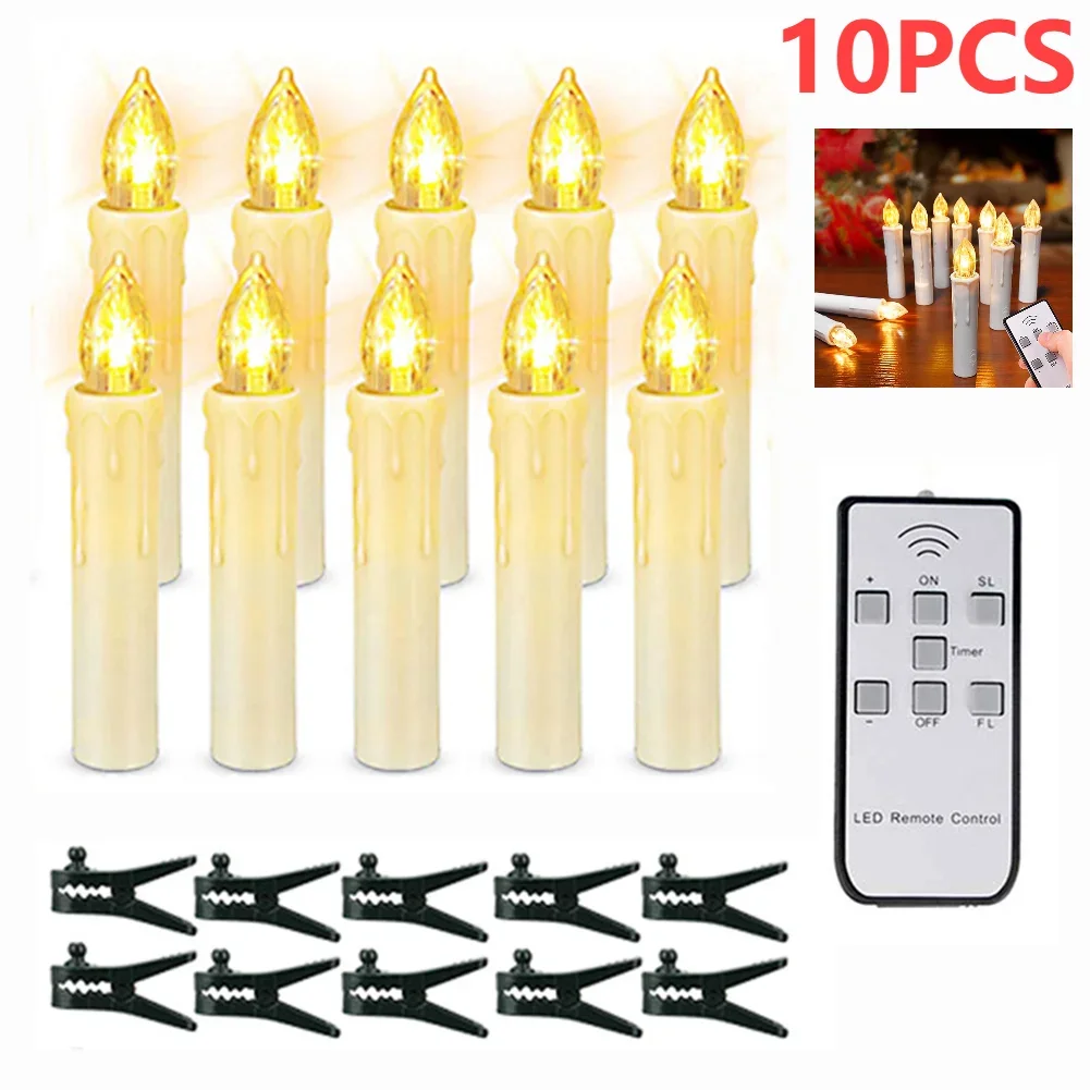 LED Candles With Flashing Flames Battery Operated Christmas Tree Candle Timer Remote Control New year's Decoration Fake candles