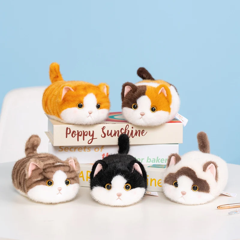 15cm Kawaii Soft And Pinchable Cat Plush Doll Calico Cat Ragdoll Cow Kitten Plush Toy Decompression Round Cat Birthyday Gift