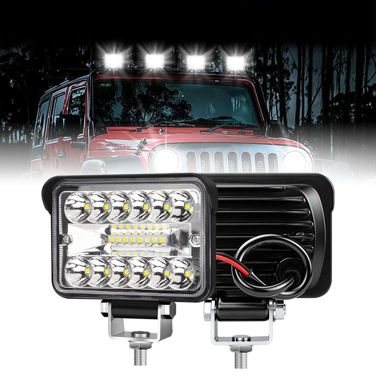 

1/2PCS LED Work Light 9-30V Car Headlight Driving Running Light Vehicles Truck Jeep Accessories 20SMD 3030 Chip 60W 3600LM White