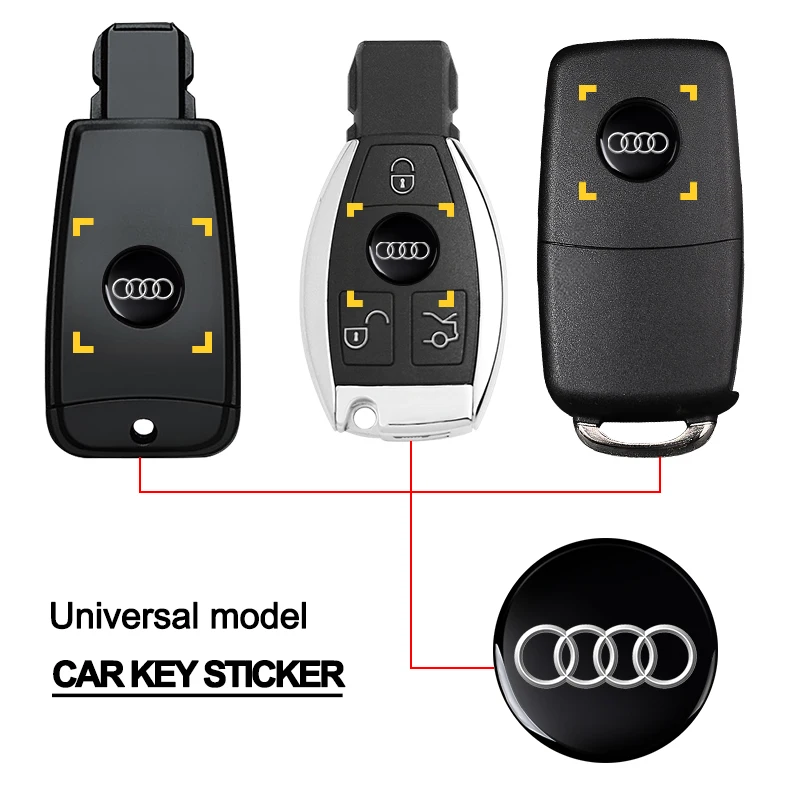10PCS Car Key Emblem Sticker Auto Control Key Logo Decal Valve Cap For Audi A6 Q3 Q7 8P 8V 8L A5 A4 R6 RS A1 A7 A8 Q2 RS B3 B7 S