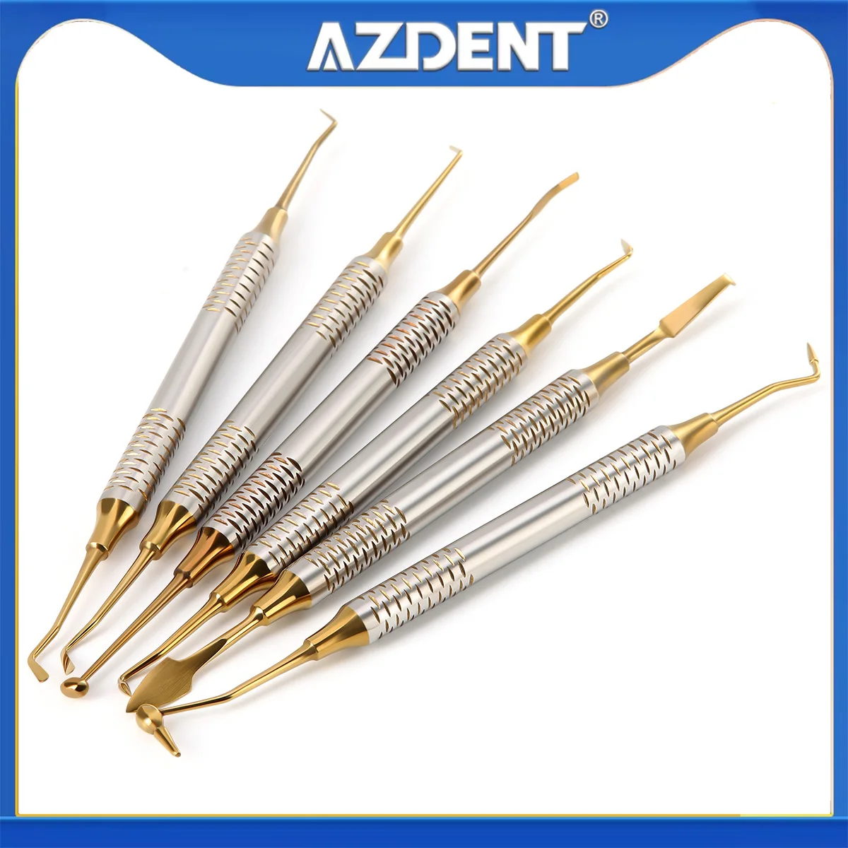 6PCS/set Dental Resin Spatula Composite Fillings Titanium Plated Tip Resin Fillings Set Dental Accessories Dental Tools