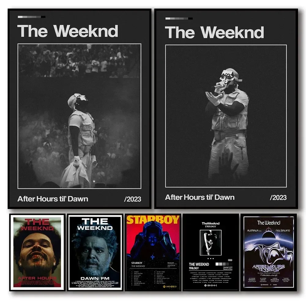 Canvas Painting Poster Wall Art Rapper The Weeknd Mask Poster Set Hip Hop Music Album Starboy House of Balloons Comic Aesthetic