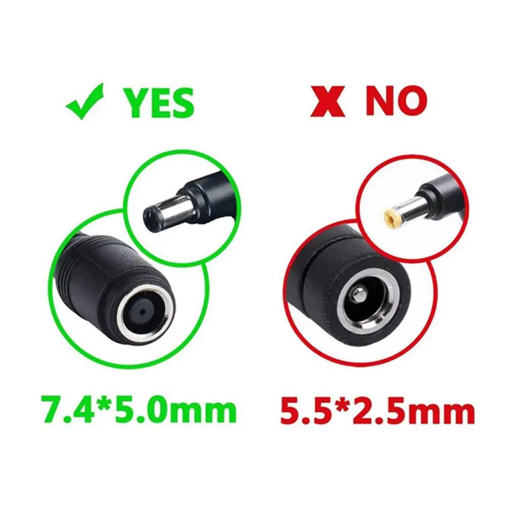 DC Power Adapter 7.4x5.0mm to 4.5x3.0mm Tip Charger Connector for HP Laptop Stream Spectre Pavilion Envy Elitebook Split Chrome