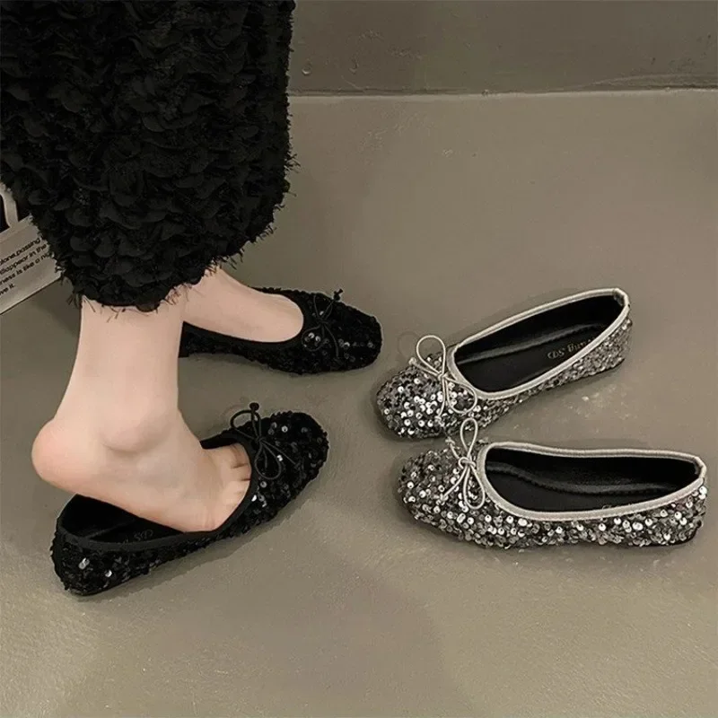 

Shoes for Women 2025 New Sequin Design Women's Flat Shoes Soft Non-slip Ballet Shoe Women Work Shoes Comfortable for Work