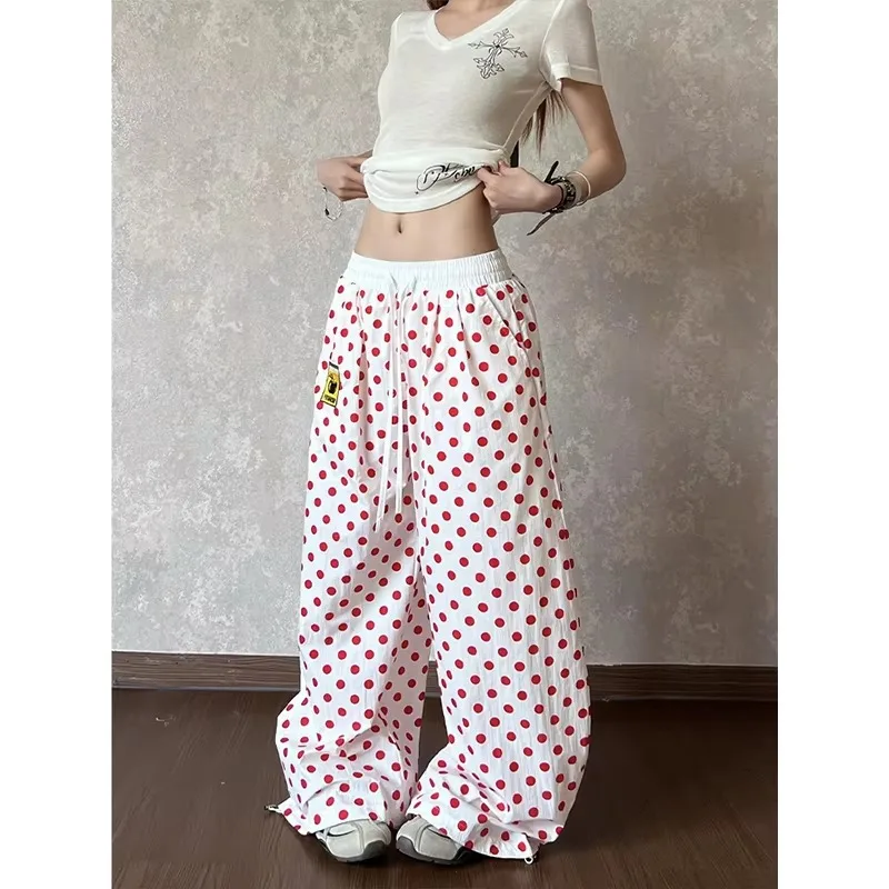 Herren Damen Gerade geschnittene, schnell trocknende Hosen mit 3D-Druck, weißem Punktmuster, lockerer Passform, Streetwear, elastischer Bund, lässige Sport-Langhosen, Kinder – Detail 4