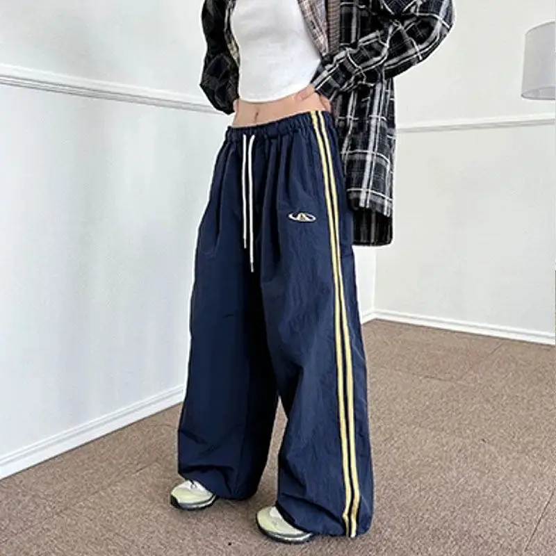 

Deeptown Vintage Striped Women Sweatpants Wide Leg Korean Fashion Oversized Pants Y2k Jogging Summer Baggy Casual Kpop Trousers